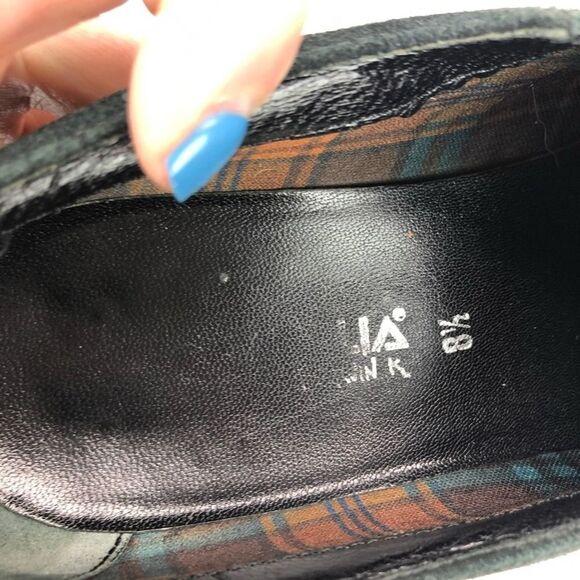 Aquatalia Greenish black Suede Leather Studded Wedge Loafers 8.5 Western - Picture 10 of 12